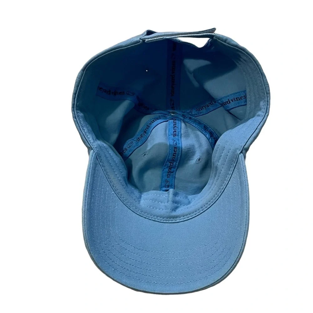 Vineyard Vines Baseball Hat Whale Logo Spellout Cap Light Blue Adjustable Preppy